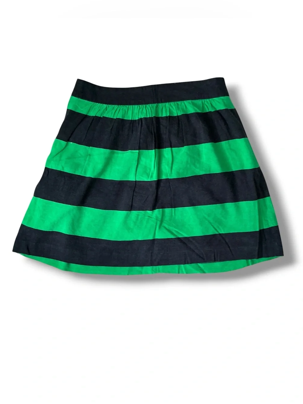 BANANA REPUBLIC FACTORY Black and Green Striped A-Line Skirt